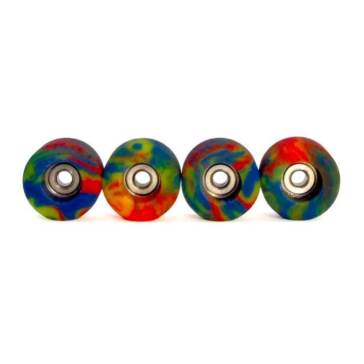 Teak Tuning Apex Fingerboard Wheels - New Street 61D Urethane - Ultraspin - "Tie Dye Swirl"