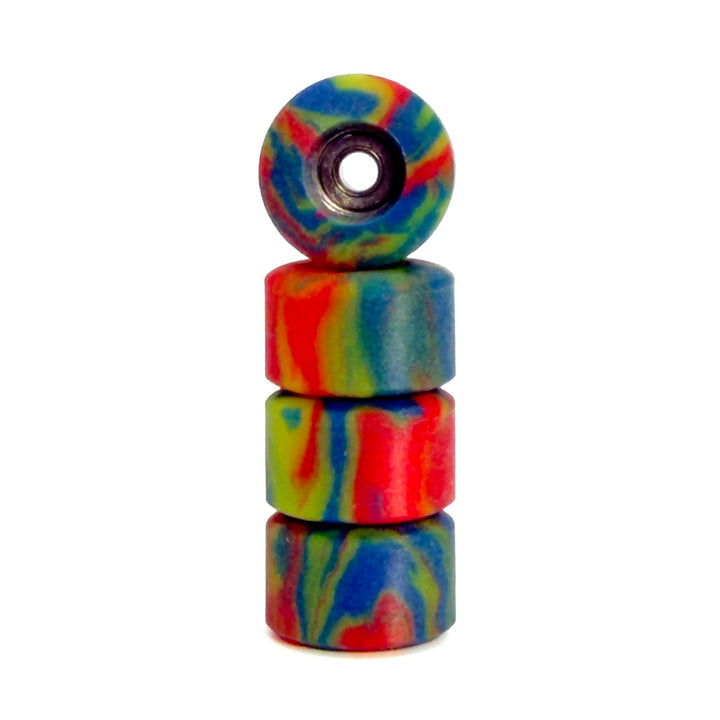 Teak Tuning Apex Fingerboard Wheels - New Street 61D Urethane - Ultraspin - "Tie Dye Swirl"