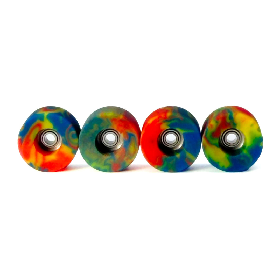 Teak Tuning Apex Fingerboard Wheels - Cruiser Bowl 61D Urethane - ABEC-9 Stealth - "Tie Dye Swirl"