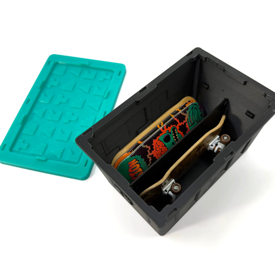 Teak Tuning Teak Tote - Fingerboard Storage Tote &amp; Organizer Tray - 4.875" Long, Stackable Mini Crates