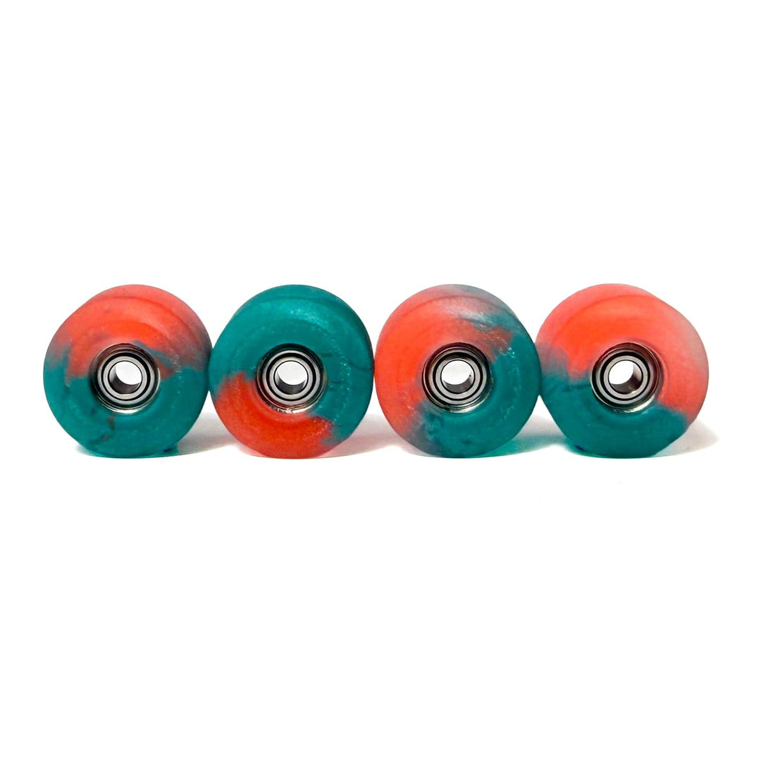 Teak Tuning *Limited Run* Apex New Street Wheels - 61D Urethane - ABEC-9 Bearings - "Teal/Neon Red Anniversary" Edition