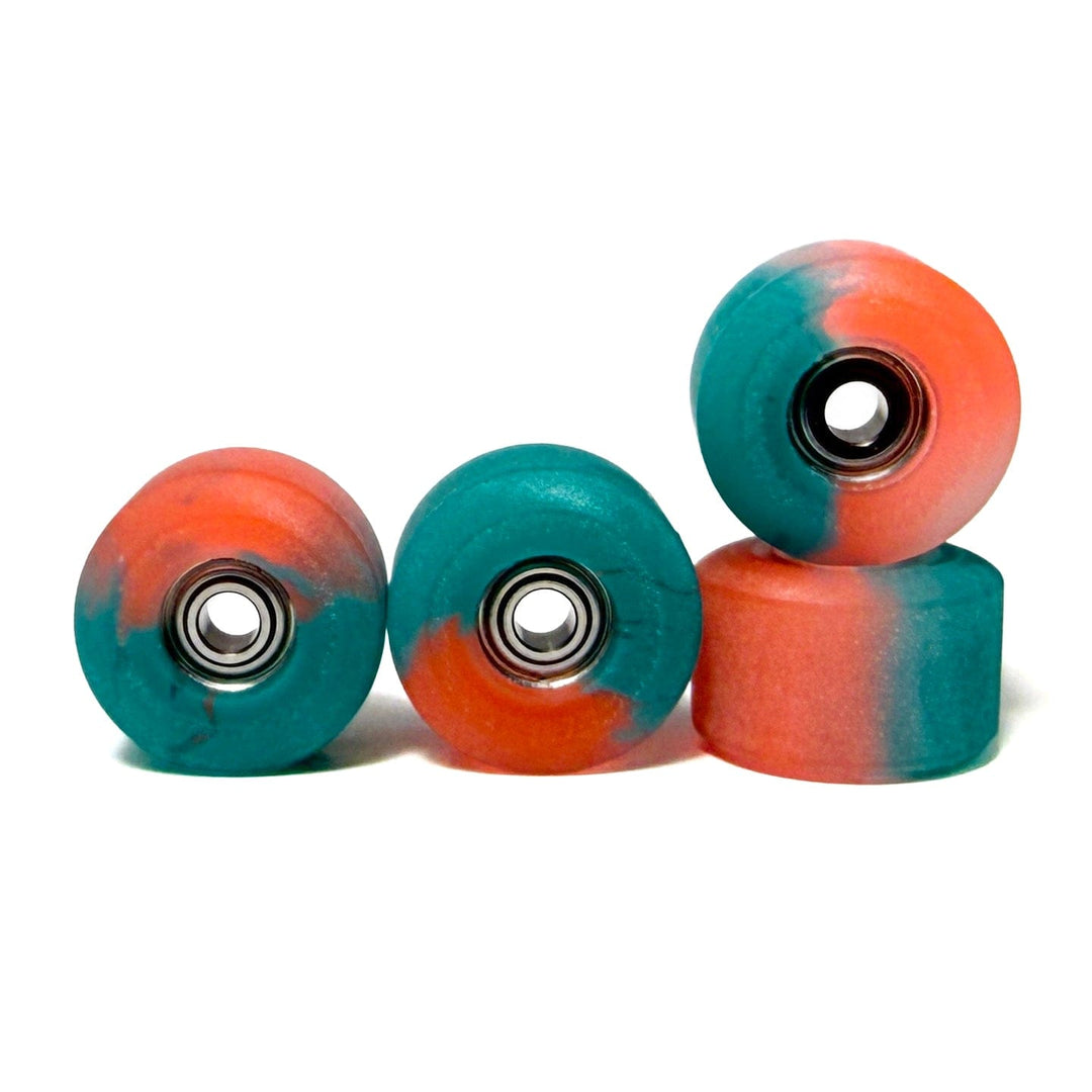 Teak Tuning *Limited Run* Apex New Street Wheels - 61D Urethane - ABEC-9 Bearings - "Teal/Neon Red Anniversary" Edition