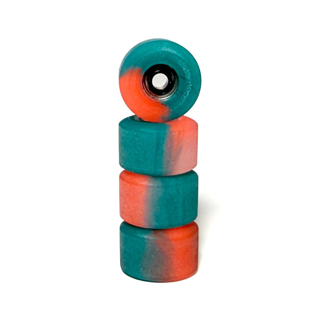 Teak Tuning *Limited Run* Apex New Street Wheels - 61D Urethane - ABEC-9 Bearings - "Teal/Neon Red Anniversary" Edition