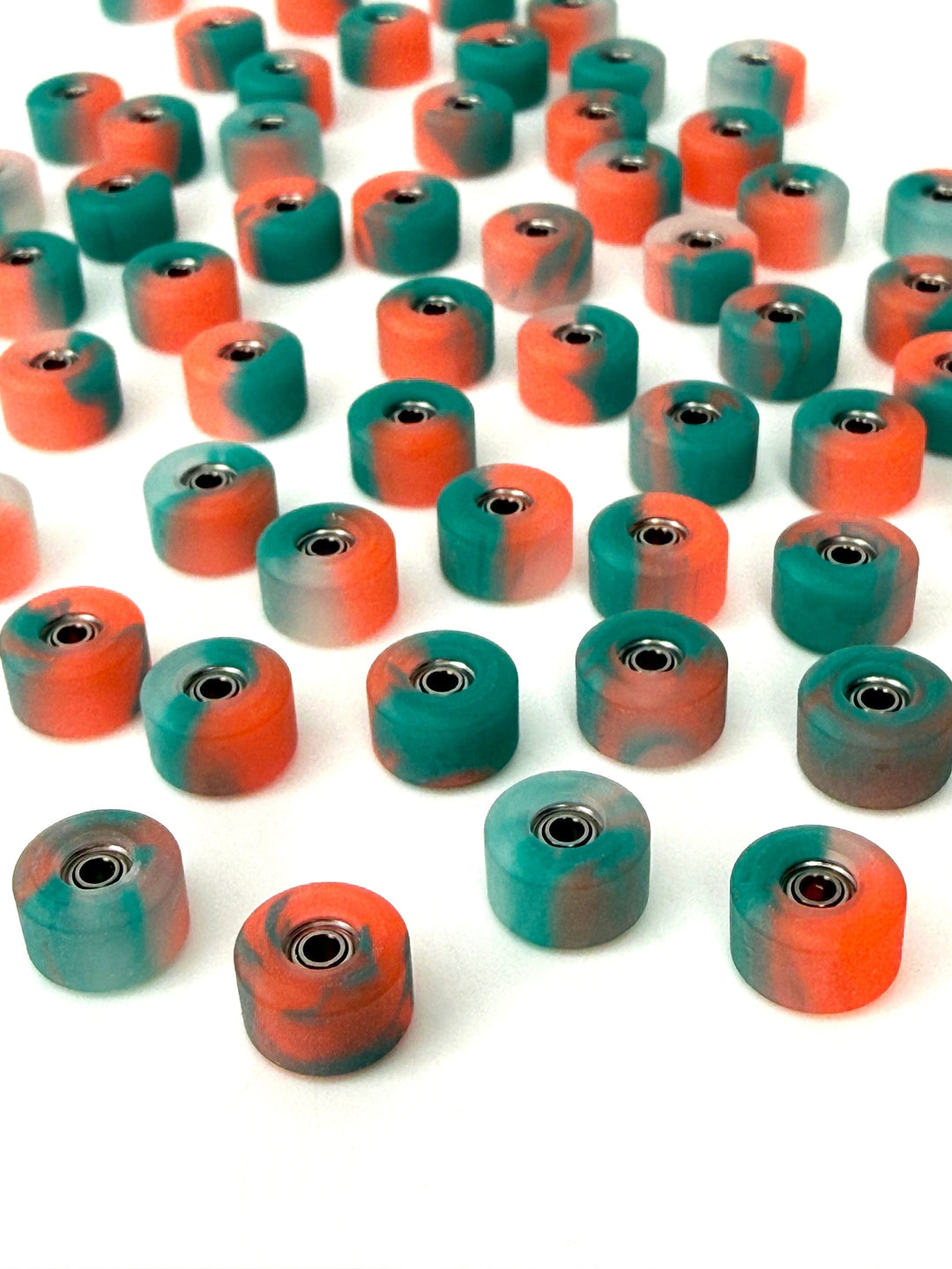 Teak Tuning *Limited Run* Apex New Street Wheels - 61D Urethane - ABEC-9 Bearings - "Teal/Neon Red Anniversary" Edition