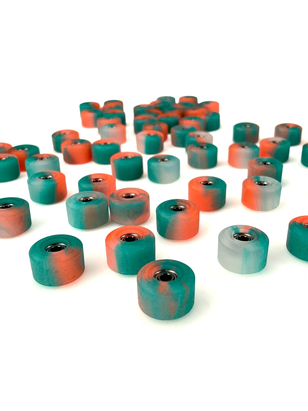 Teak Tuning *Limited Run* Apex New Street Wheels - 61D Urethane - ABEC-9 Bearings - "Teal/Neon Red Anniversary" Edition