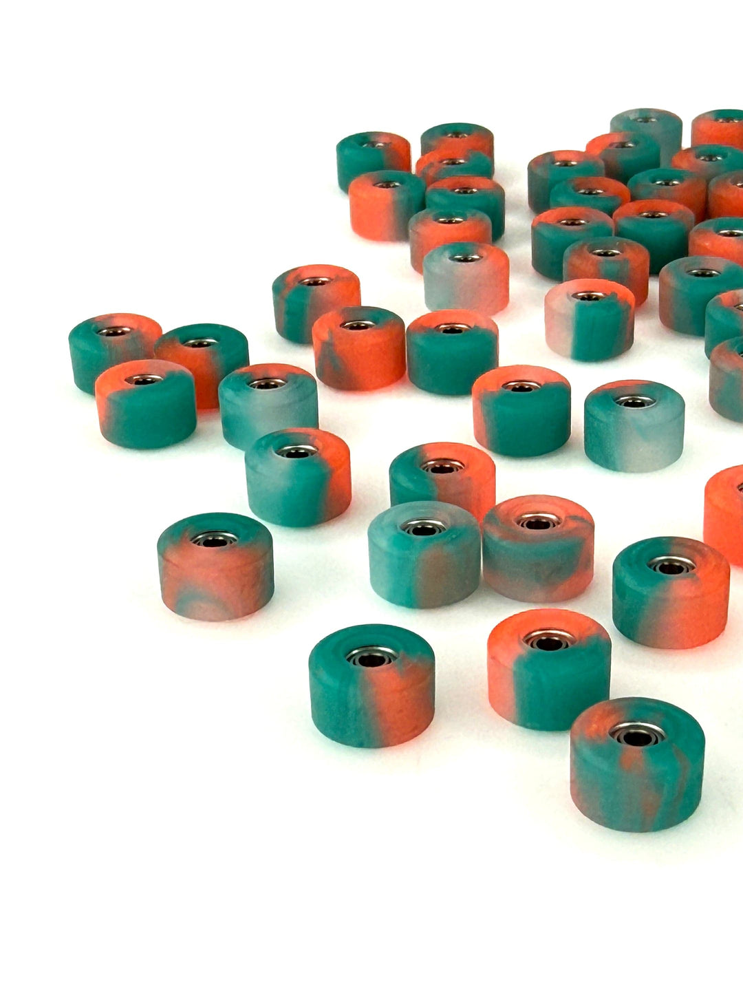 Teak Tuning *Limited Run* Apex New Street Wheels - 61D Urethane - ABEC-9 Bearings - "Teal/Neon Red Anniversary" Edition