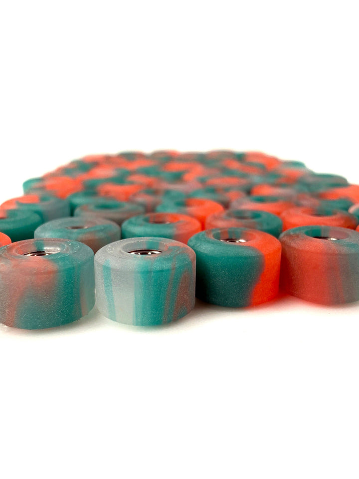 Teak Tuning *Limited Run* Apex New Street Wheels - 61D Urethane - ABEC-9 Bearings - "Teal/Neon Red Anniversary" Edition