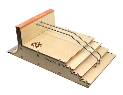 Teak Tuning *PRE-SALE* Teak Tuning Wooden Fingerboard "Ramped Stair Rail", 19 Inches - Collab with WoodOn