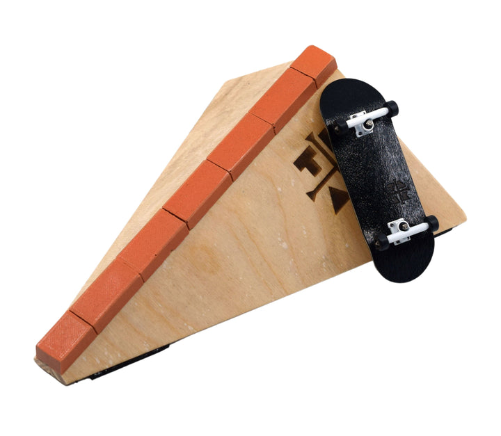 Teak Tuning *PRE-SALE* Teak Tuning Wooden Fingerboard "Polebank", Triangular Banks with Brick Coping, 8 Inches - Collab with WoodOn