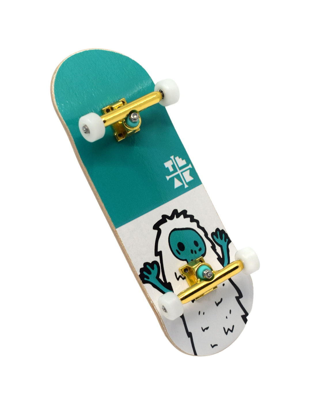 Teak Tuning 32mm Prolific Gen1 Fingerboard Complete - "Teal Yeti" Graphic - Gen1 Prodigy Trucks + Pro Duro Bubble Bushings