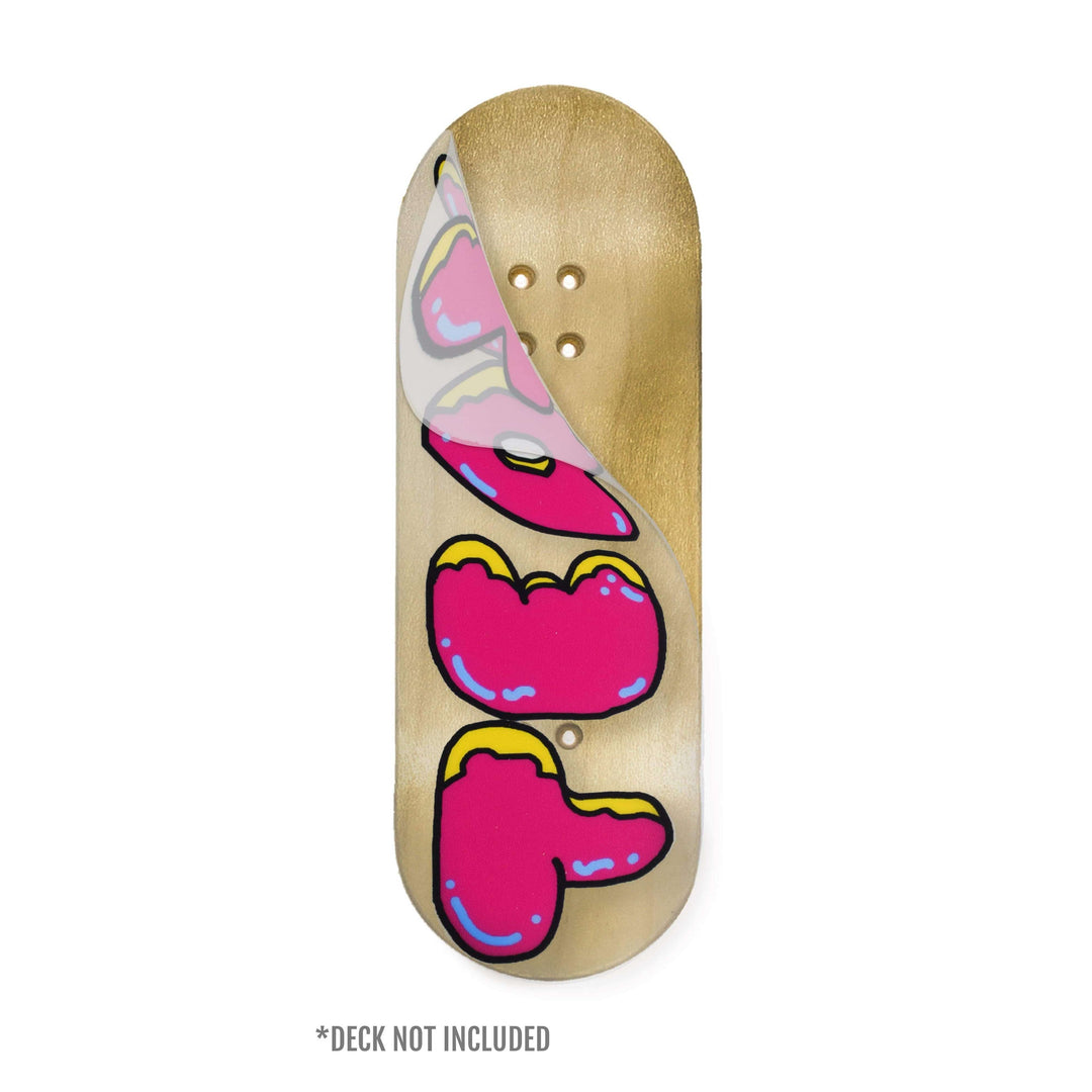 Teak Tuning "Donut Teak Logo, White" Deck Graphic Wrap (Transparent Background) - 35mm x 110mm
