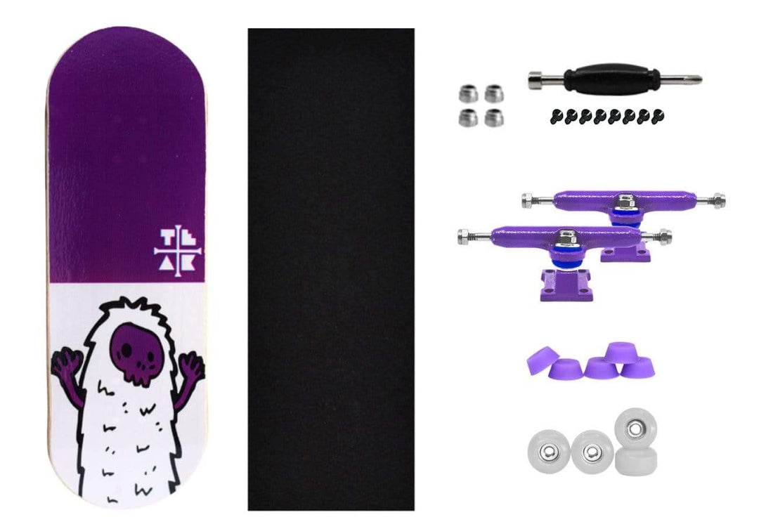 Teak Tuning 32mm Prolific Gen1 Fingerboard Complete - "Purple Yeti" Graphic - Gen1 Prodigy Trucks + Pro Duro Bubble Bushings