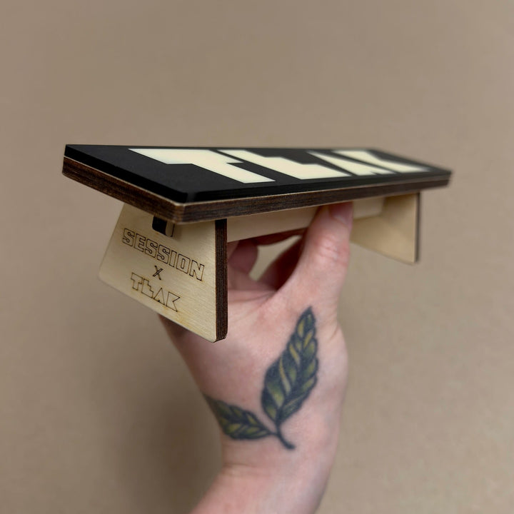 Session Fingerboards Session x Teak Halloween Bench - 7.875" Wooden Fingerboard Grind Obstacle, Ivory Inlay - Limited Edition