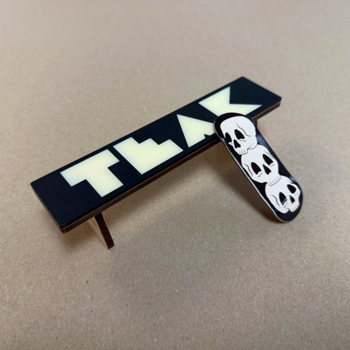 Session Fingerboards Session x Teak Halloween Bench - 7.875" Wooden Fingerboard Grind Obstacle, Ivory Inlay - Limited Edition