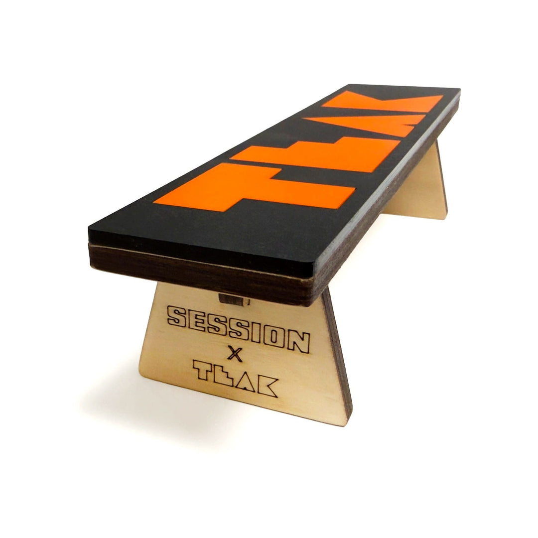 Session Fingerboards Session x Teak Halloween Bench - 7.875" Wooden Fingerboard Grind Obstacle, Orange Inlay - Limited Edition