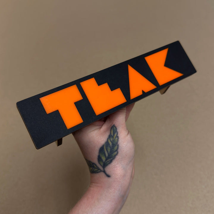 Session Fingerboards Session x Teak Halloween Bench - 7.875" Wooden Fingerboard Grind Obstacle, Orange Inlay - Limited Edition