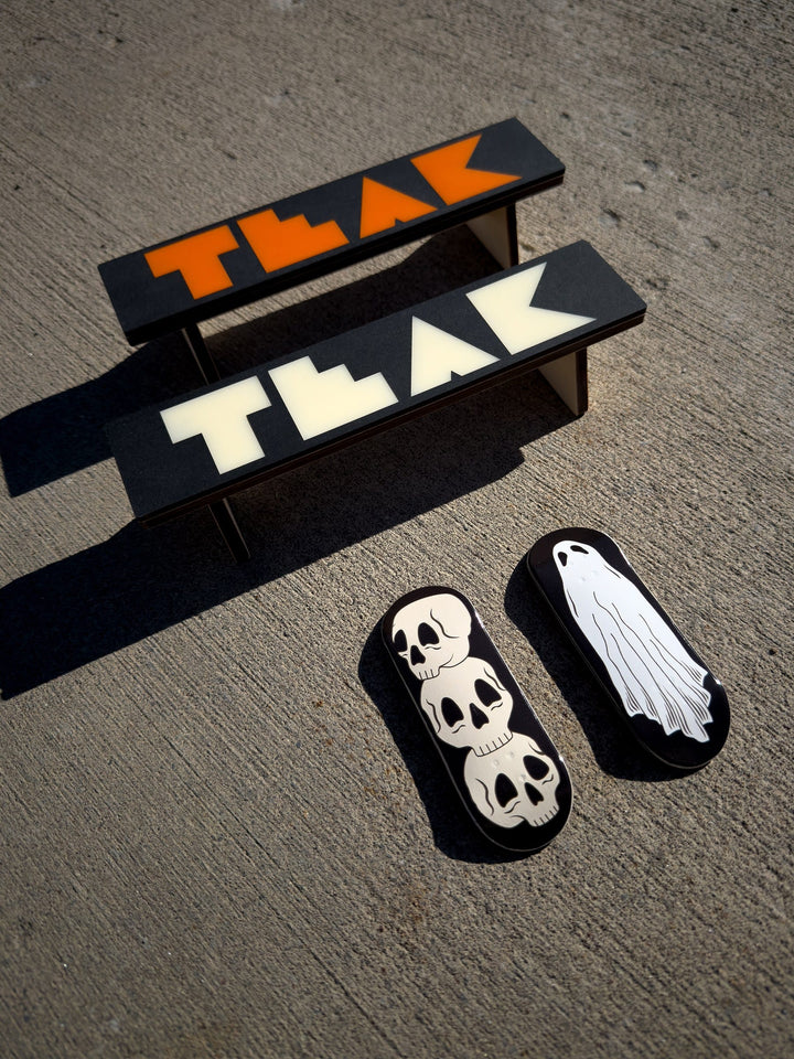 Session Fingerboards Session x Teak Halloween Bench - 7.875" Wooden Fingerboard Grind Obstacle, Ivory Inlay - Limited Edition