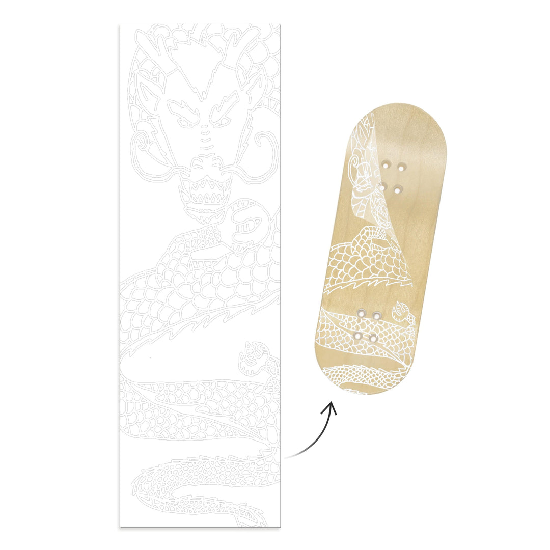 Teak Tuning "White Dragon Born" WellVentions Collaboration Deck Graphic Wrap - Designed by Christian - 35mm x 110mm (Transparent Background)