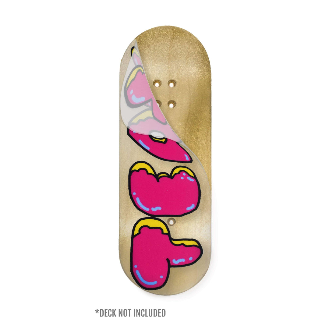 Teak Tuning "Donut Teak Logo, White" Deck Graphic Wrap (Transparent Background) - 35mm x 110mm