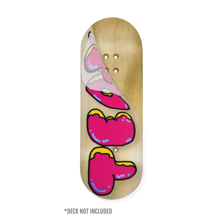 Teak Tuning "Donut Teak Logo, White" Deck Graphic Wrap (Transparent Background) - 35mm x 110mm