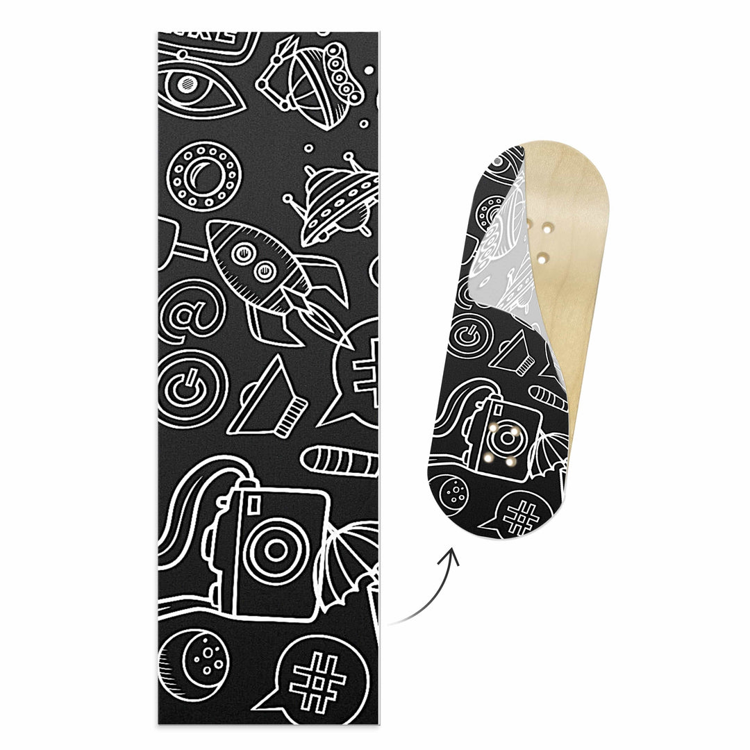 Teak Tuning Limited Edition "Black & White Space Sketch" Deck Graphic Wrap - 35mm x 110mm