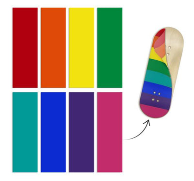 Teak Tuning Pride Rainbow Fingerboard Deck Wrap Set - Includes 8 ColorBlock Wraps - 35mm x 110mm Each