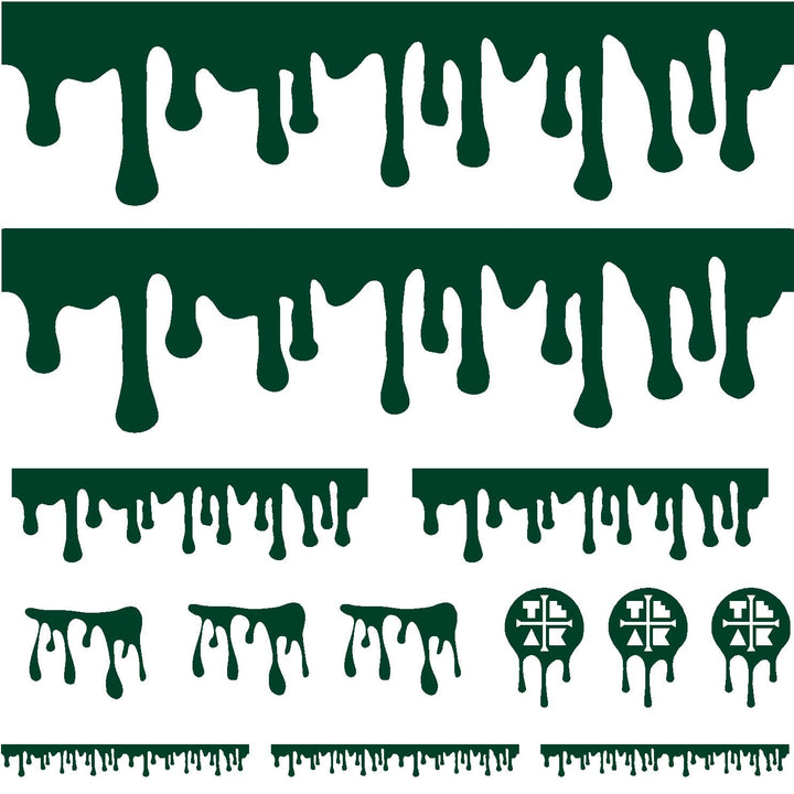 Teak Tuning DIY Slime Drip Stickers from Ramps/Deck (Extra Large 11" Sticker Sheet) Dark Green