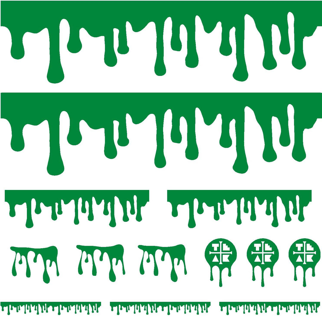 Teak Tuning DIY Slime Drip Stickers from Ramps/Deck (Extra Large 11" Sticker Sheet) Green