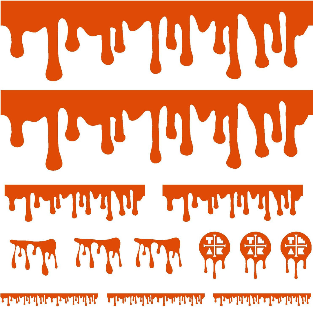 Teak Tuning DIY Slime Drip Stickers from Ramps/Deck (Extra Large 11" Sticker Sheet) Orange