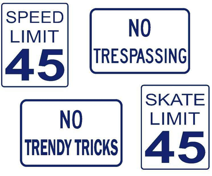 Teak Tuning DIY Mini Road Sign Decal Kit - Sticker Sheet of 4 Decals Cobalt Blue