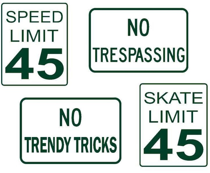 Teak Tuning DIY Mini Road Sign Decal Kit - Sticker Sheet of 4 Decals Dark Green