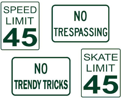 Teak Tuning DIY Mini Road Sign Decal Kit - Sticker Sheet of 4 Decals Dark Green