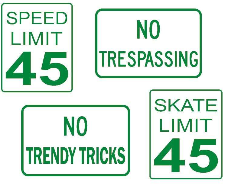 Teak Tuning DIY Mini Road Sign Decal Kit - Sticker Sheet of 4 Decals Green