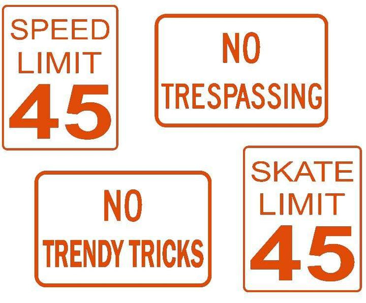 Teak Tuning DIY Mini Road Sign Decal Kit - Sticker Sheet of 4 Decals Orange
