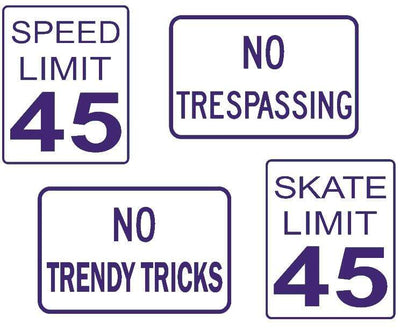 Teak Tuning DIY Mini Road Sign Decal Kit - Sticker Sheet of 4 Decals Violet