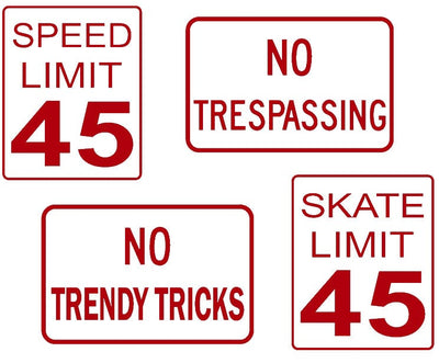 Teak Tuning DIY Mini Road Sign Decal Kit - Sticker Sheet of 4 Decals Red
