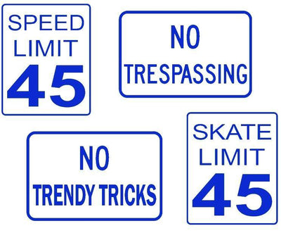Teak Tuning DIY Mini Road Sign Decal Kit - Sticker Sheet of 4 Decals Royal Blue