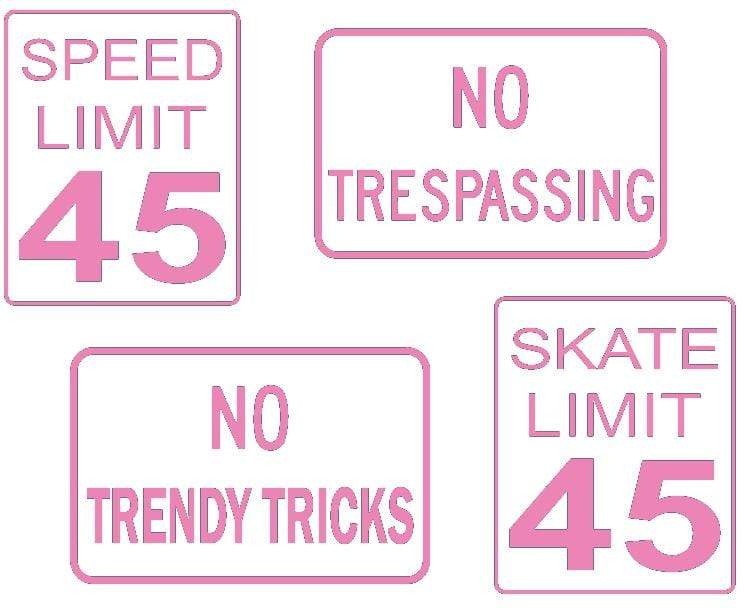 Teak Tuning DIY Mini Road Sign Decal Kit - Sticker Sheet of 4 Decals Soft Pink
