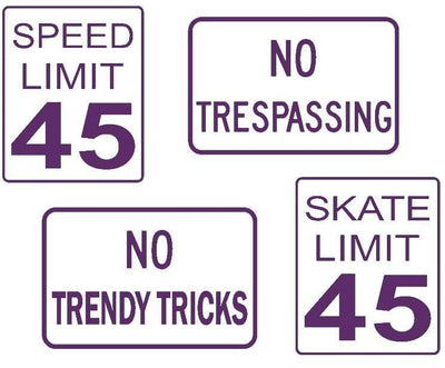 Teak Tuning DIY Mini Road Sign Decal Kit - Sticker Sheet of 4 Decals Purple