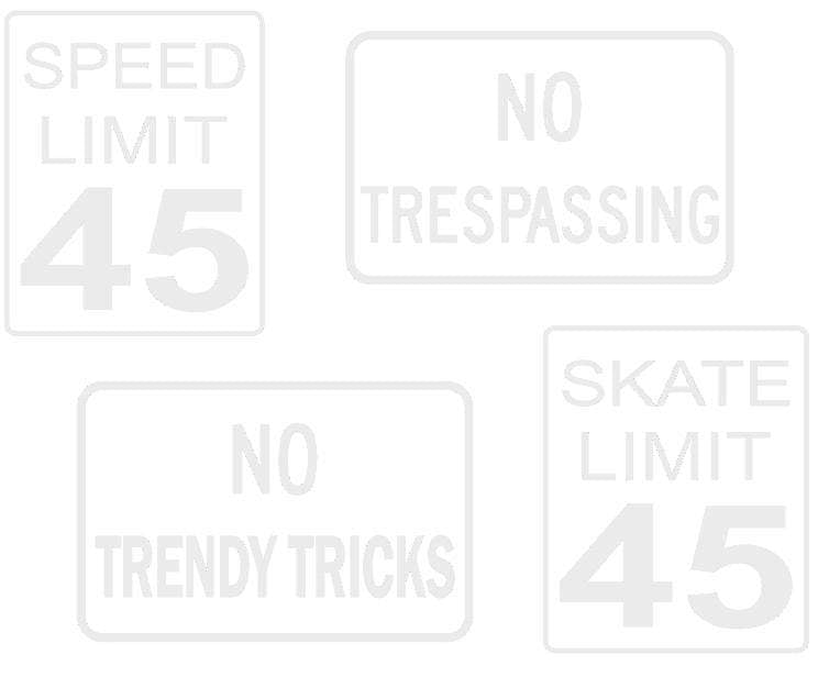 Teak Tuning DIY Mini Road Sign Decal Kit - Sticker Sheet of 4 Decals White