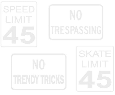 Teak Tuning DIY Mini Road Sign Decal Kit - Sticker Sheet of 4 Decals White