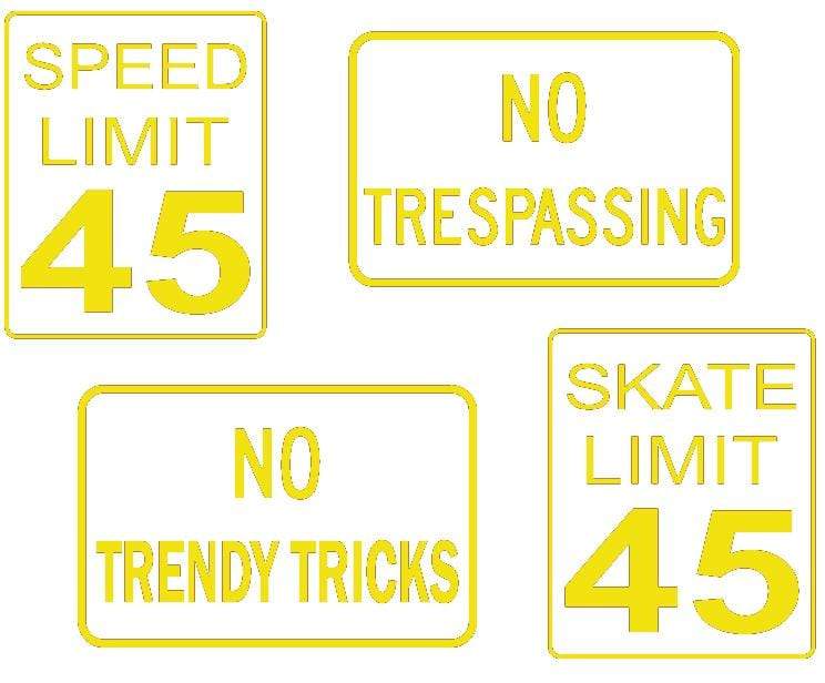Teak Tuning DIY Mini Road Sign Decal Kit - Sticker Sheet of 4 Decals Yellow