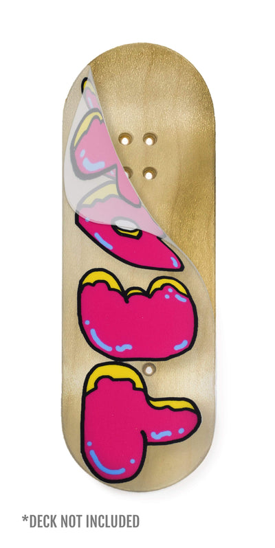 Teak Tuning "Donut Teak Logo, White" Deck Graphic Wrap (Transparent Background) - 35mm x 110mm