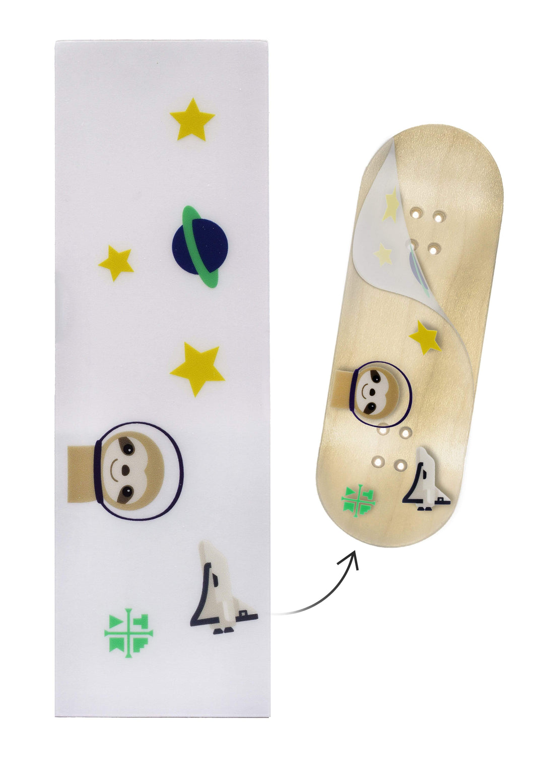 Teak Tuning "Sloth in Space" Deck Graphic Wrap (Transparent Background) - 35mm x 110mm