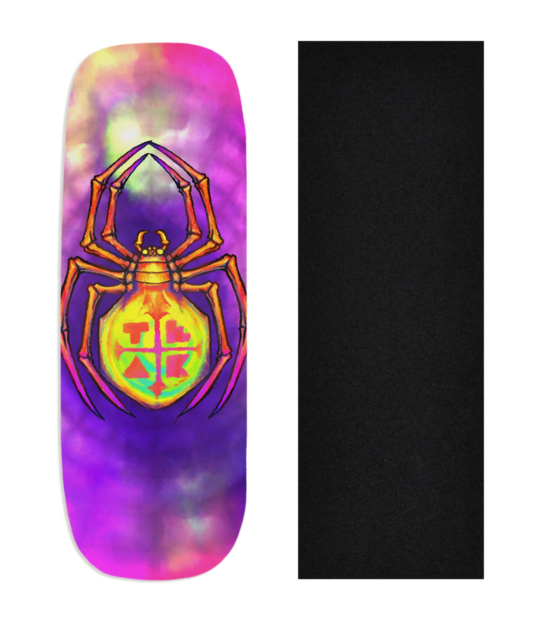 Teak Tuning Heat Transfer Graphic Wooden Fingerboard Deck, "Arachnoid" Boxy Deck