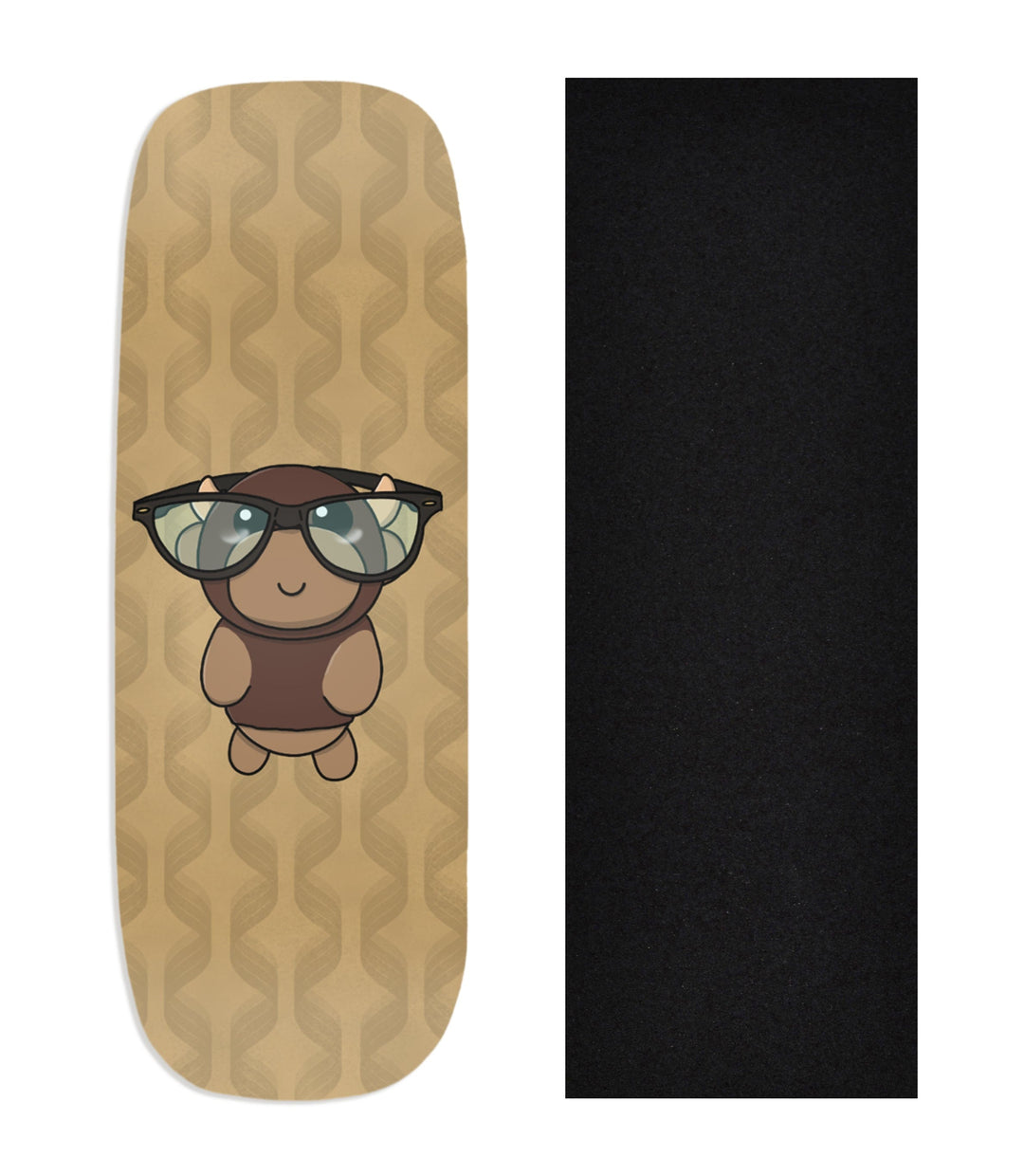 Teak Tuning Heat Transfer Graphic Wooden Fingerboard Deck, "@trumanlum - Entry 128" Boxy Deck