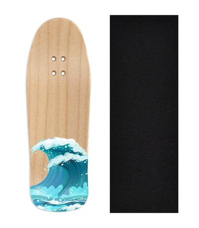 Teak Tuning Heat Transfer Graphic Wooden Fingerboard Deck, "Waves"