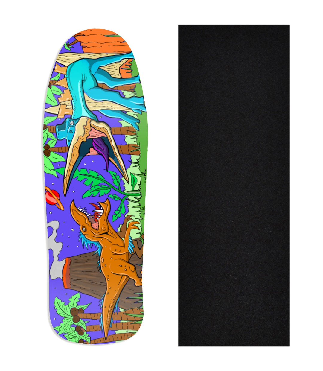 Teak Tuning Heat Transfer Graphic Wooden Fingerboard Deck, "Chilla'Saurus"