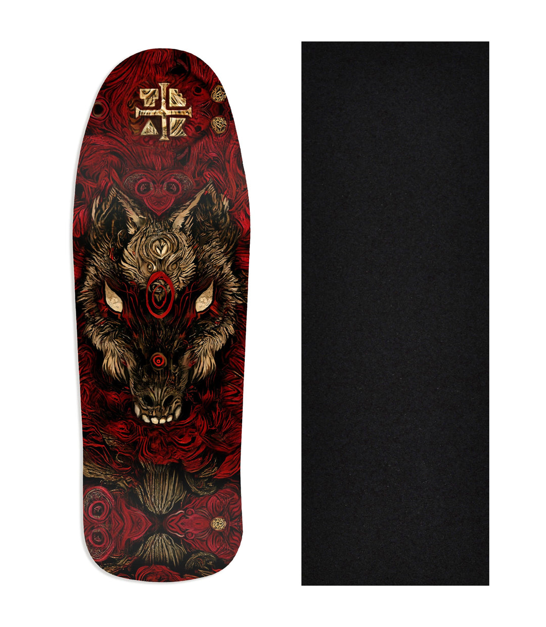 Teak Tuning Heat Transfer Graphic Wooden Fingerboard Deck, "Howl in the Night" Carlsbad Cruiser Deck