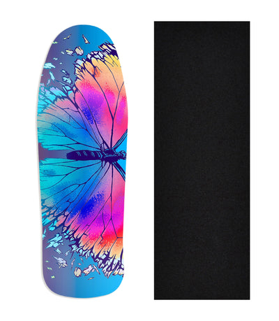 Teak Tuning Heat Transfer Graphic Wooden Fingerboard Deck, "Radiant Butterfly" Carlsbad Cruiser Deck